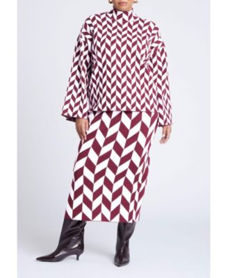 Women's Mock Neck Intarsia Sweater