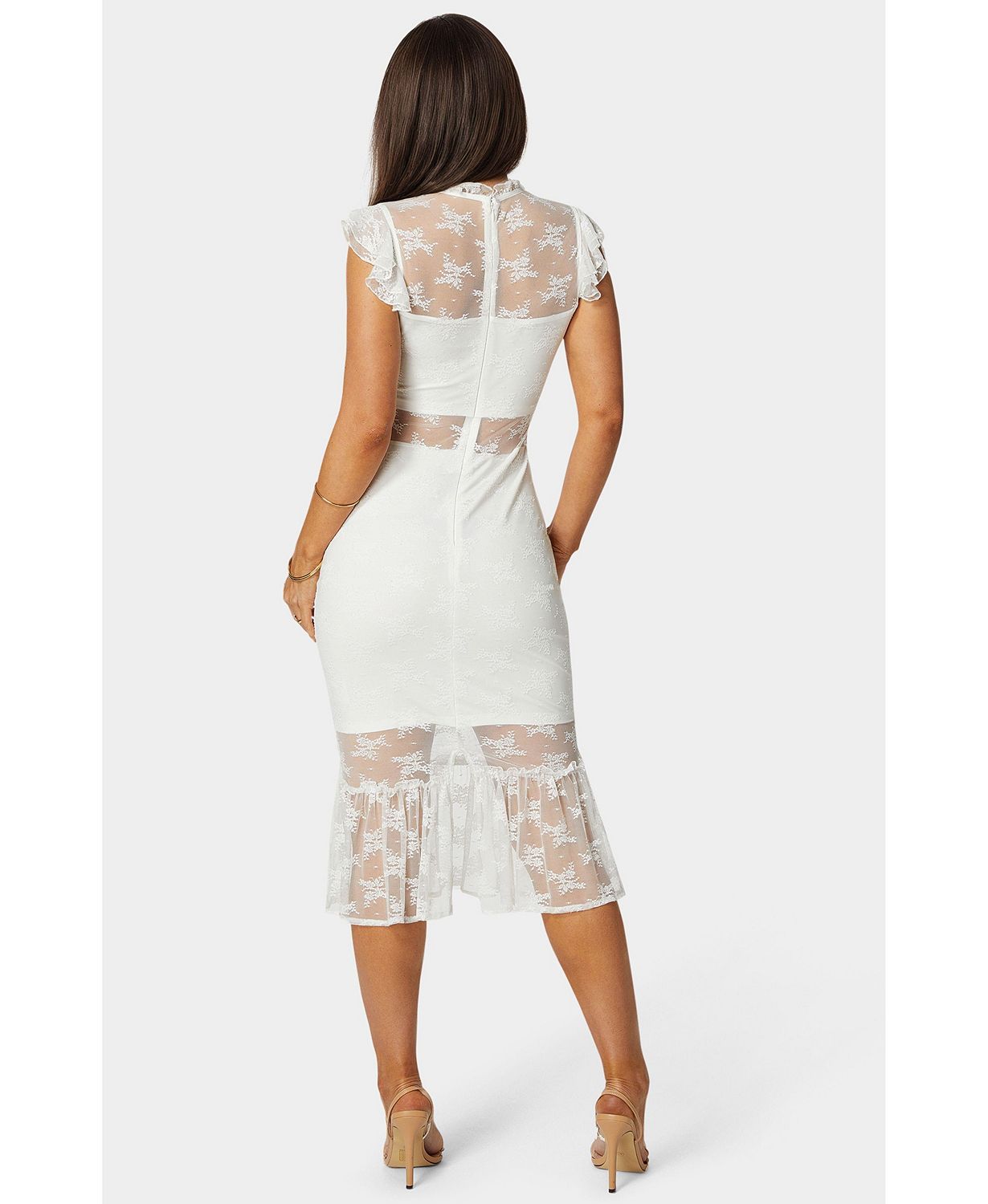 Women's Illusion Lace Midi Dress