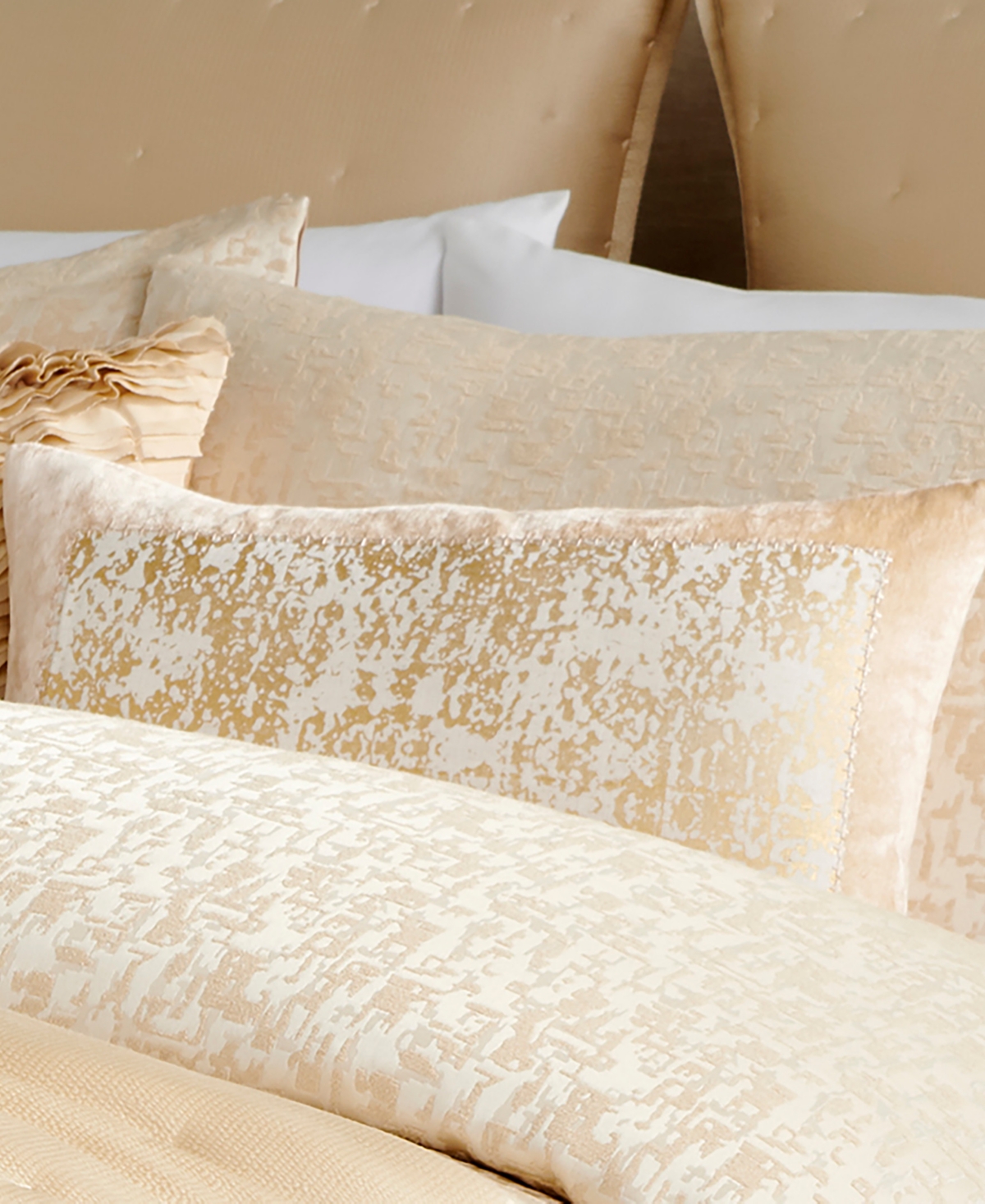 Donna Karan Home Distressed Decorative Pillow, 20" X 14" In Gold