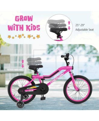 18 Inch LED Lighted Kids Bike with Training Wheels and Headlight for Ages 4-8 Years