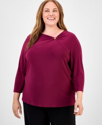 Plus Size Gathered-Front Top