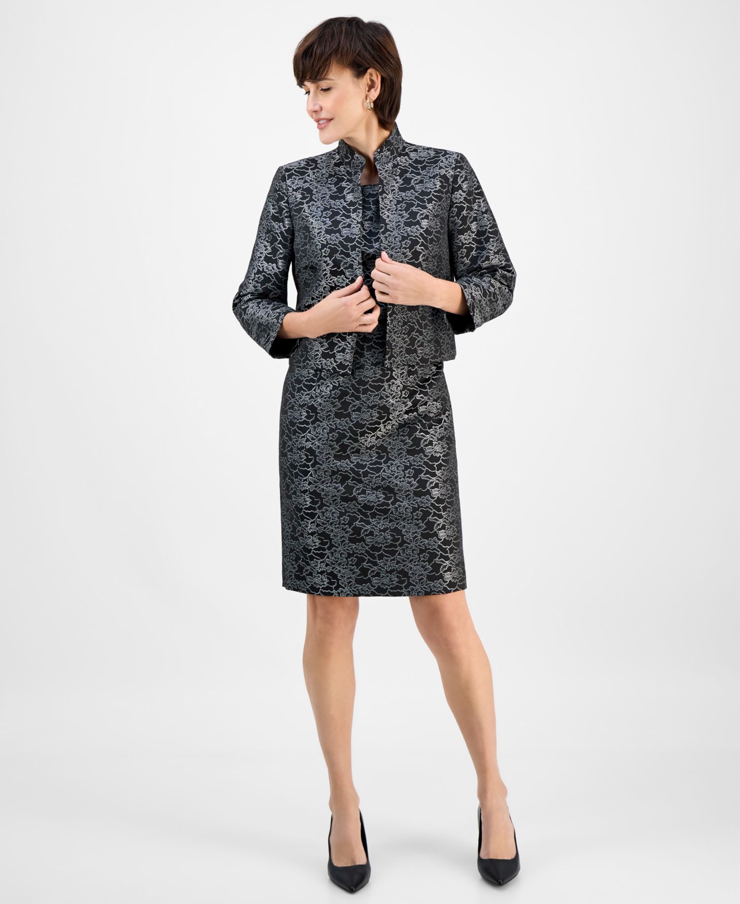 Women's Open-Front Jacket & Sleeveless 2 Piece Dress Suit