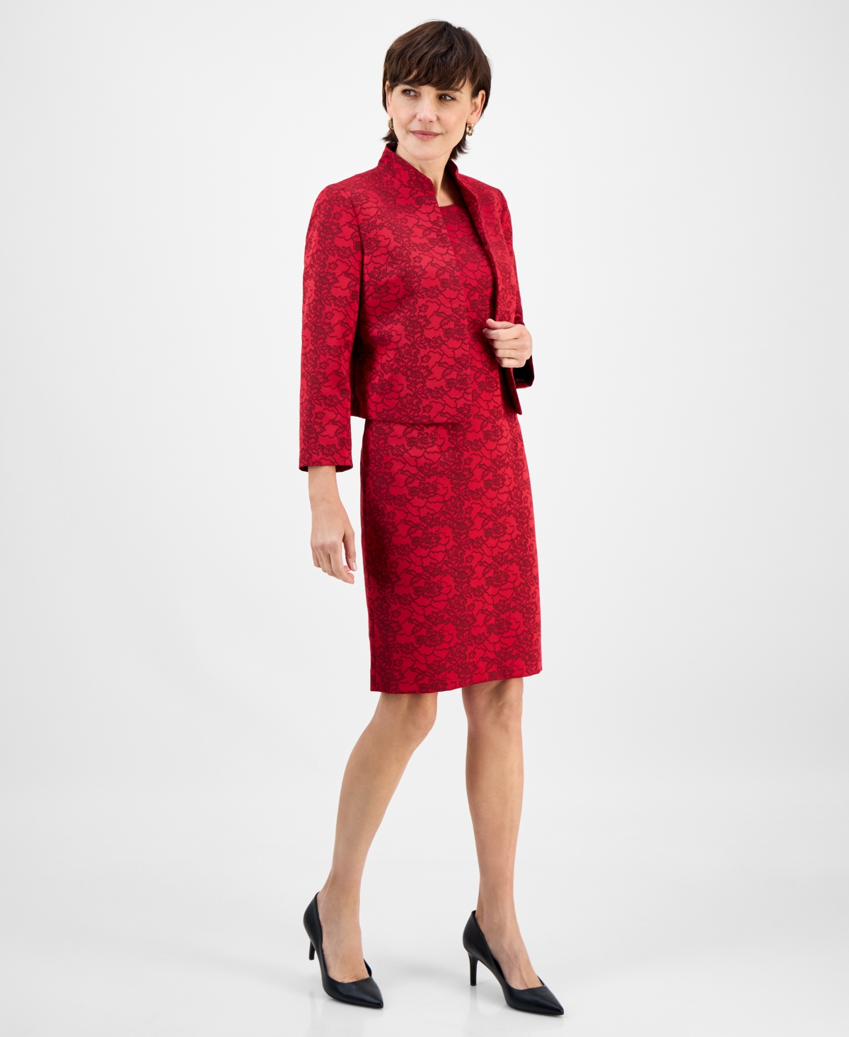 Le Suit Women's Open-front Jacket & Sleeveless Dress Suit Set In Multi