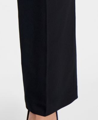 Plus Size Piping-Trim Peak-Lapel Pantsuit Set