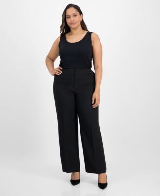 Plus Size Framed Plaid Belted Wide-Leg Pantsuit Set