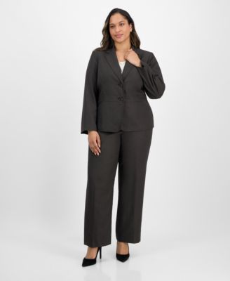 Le Suit - Plus Size Notched Collar Wide-Leg Pantsuit