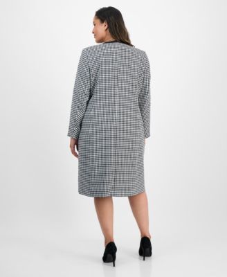 Plus Size Houndstooth Topper Jacket & Sleeveless Dress Suit Set