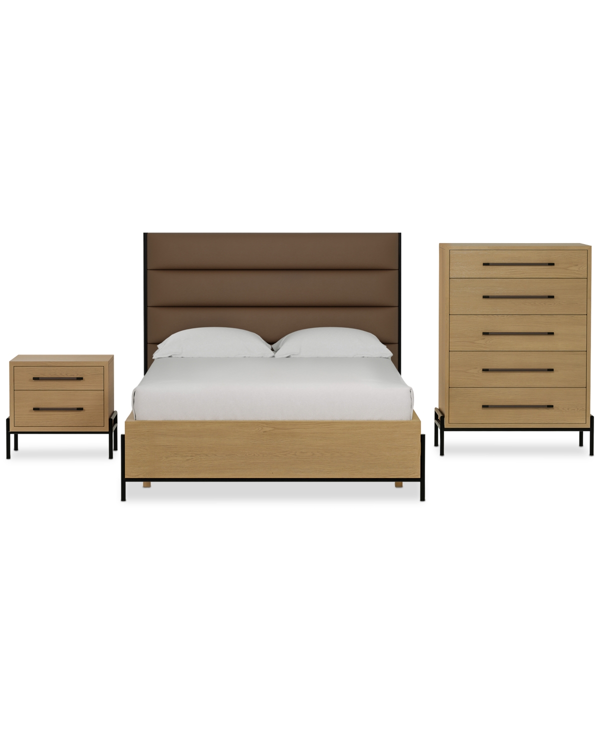 Macy's Linstead 3-pc. Queen Upholstered Set (bed, Chest & Nightstand), Created For  In Transparent