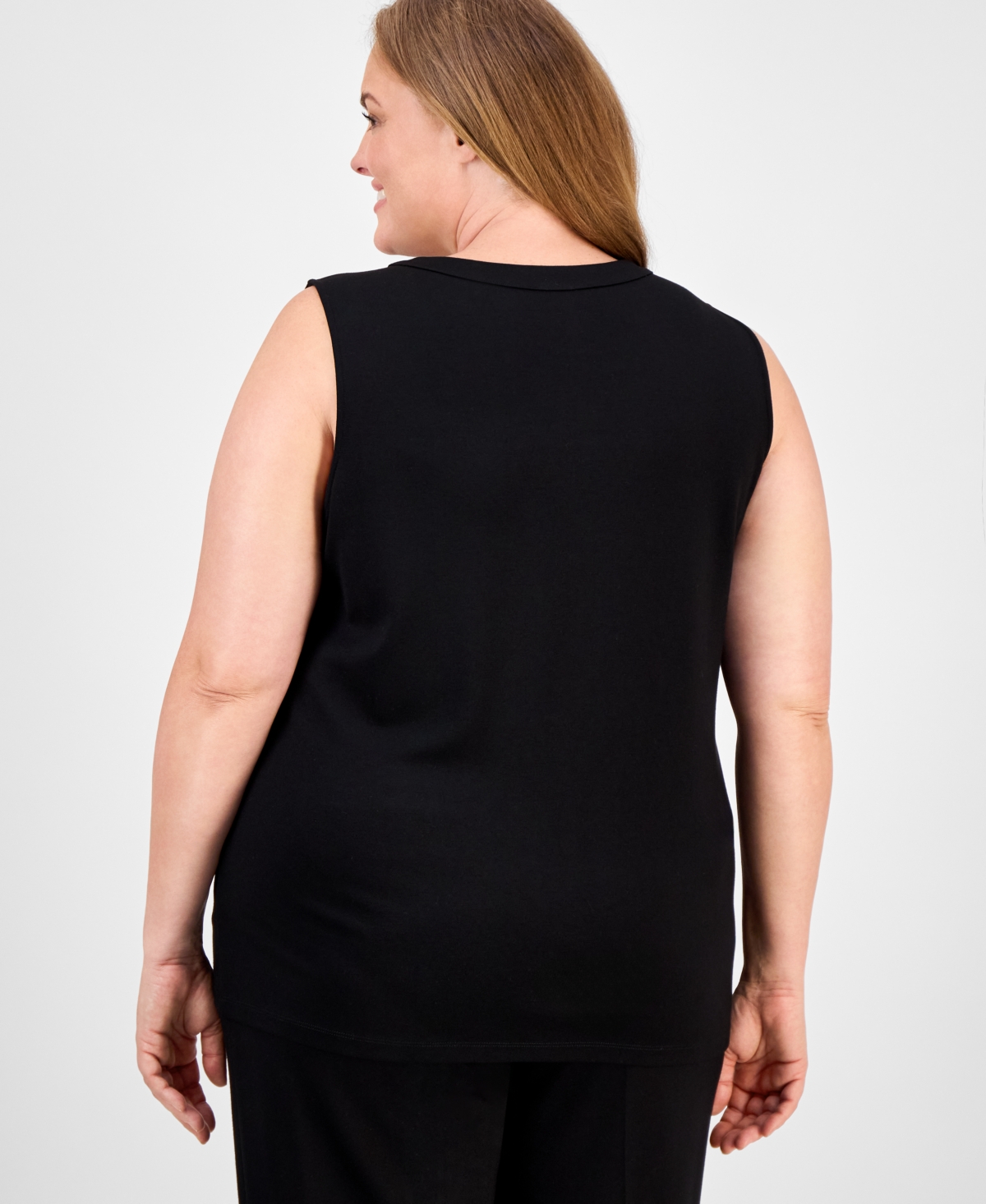 Anne Klein Plus Size Stud-detail Tank Top In Black