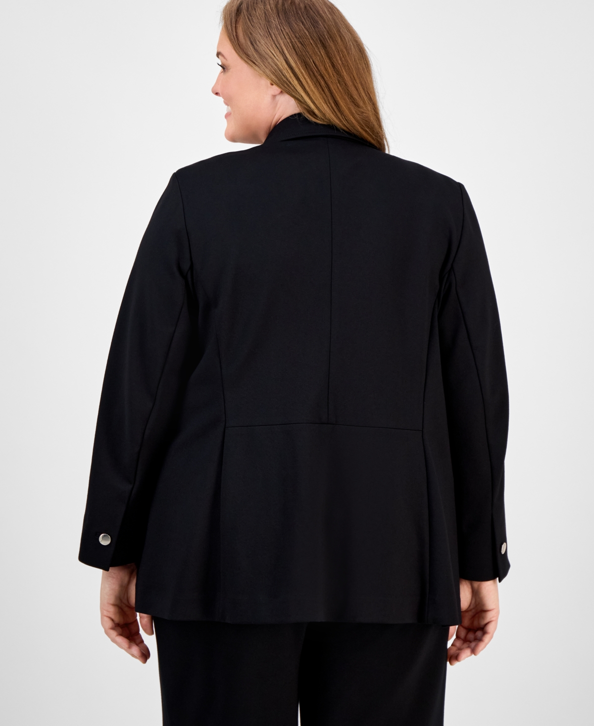 Anne Klein Plus Size Faux Double-breasted Jacket In Black