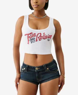 Women's Crystal Rib Crop Tank Top