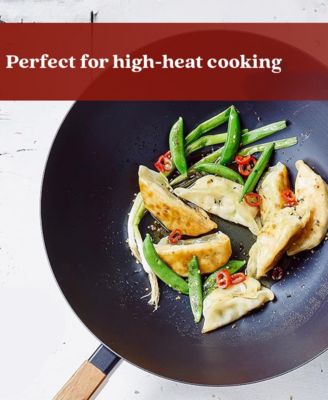 Forest 12” Carbon Steel Wok Pan - Stay-Cool Acacia Handle