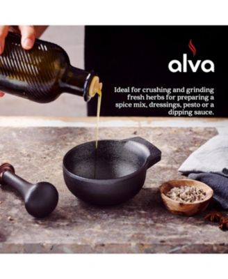 Enameled Cast Iron, PFAS-Free, 2-Cup Capacity, Textured Interior – Mortar and Pestle Grinder