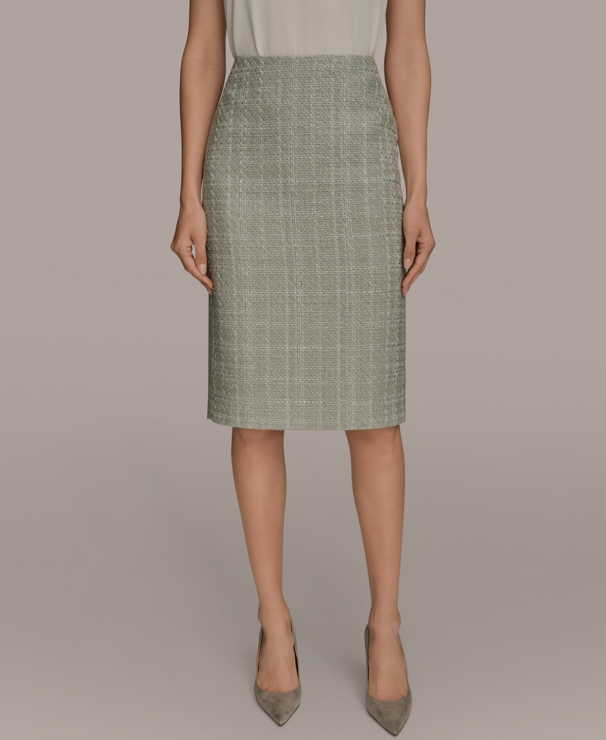 Women's Tweed Pencil Skirt - Weathered Sage