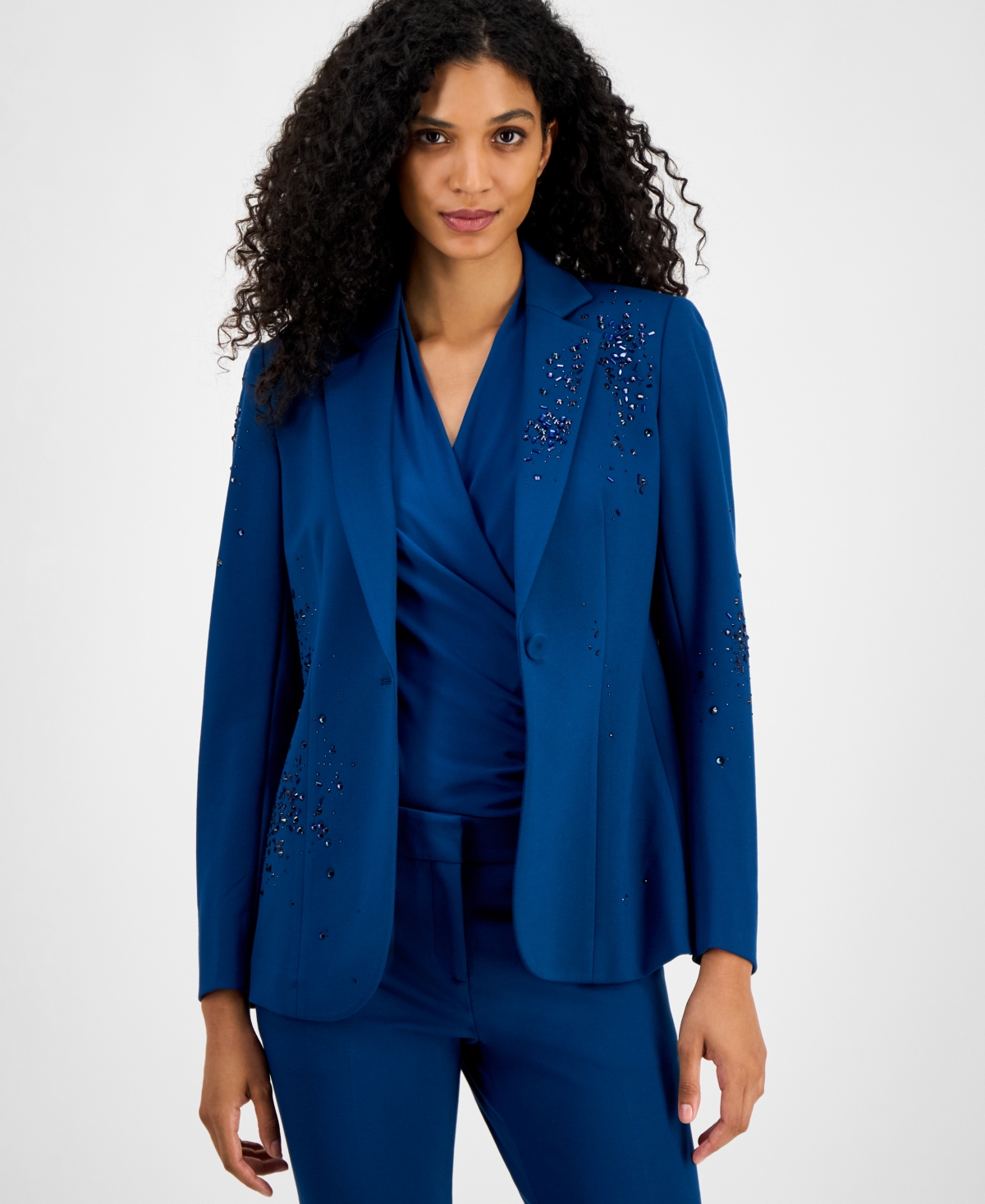 Anne Klein Women's Embellished One-button Jacket In Multi