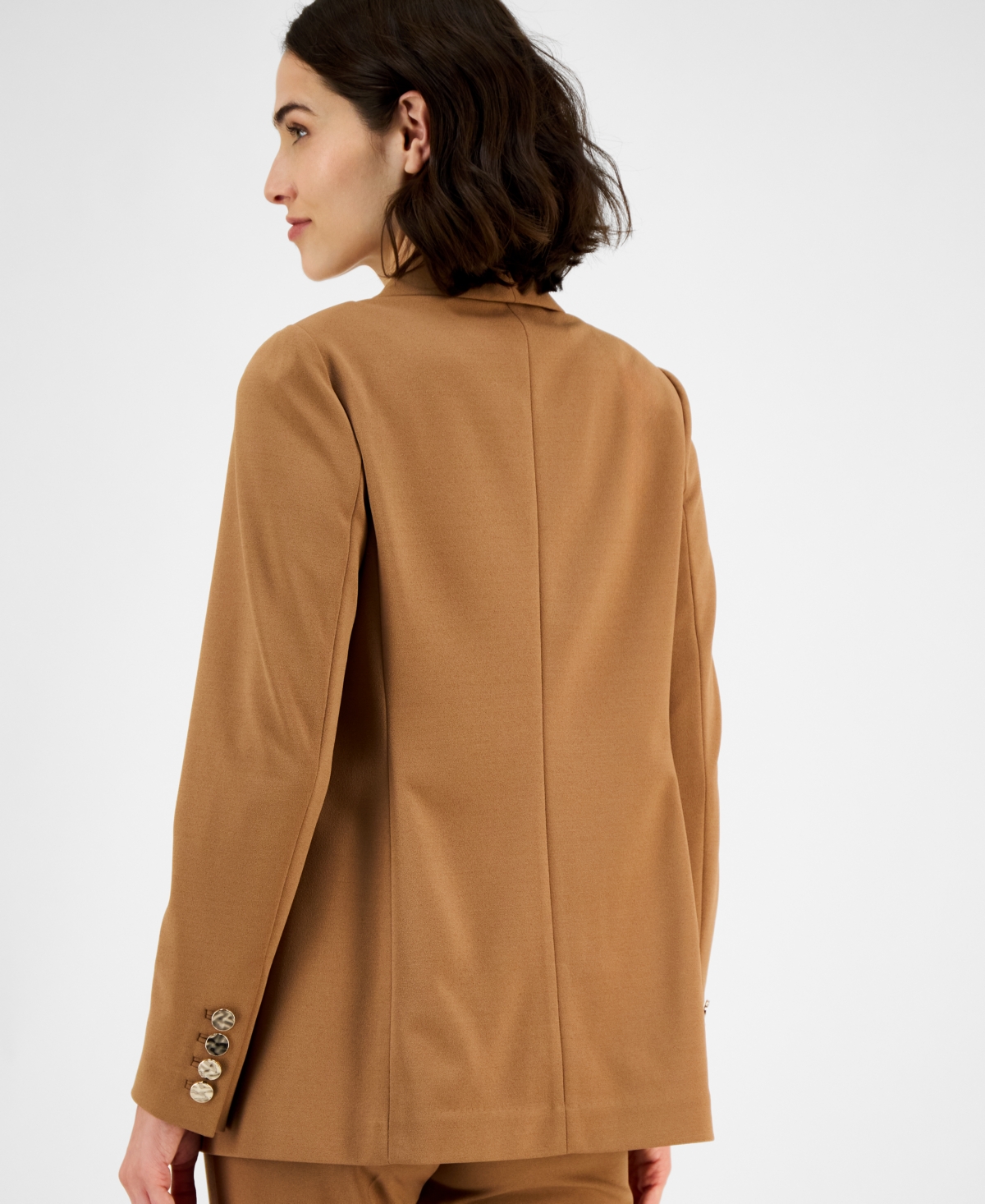 Anne Klein Women's Shawl-collar Open-front Blazer In Brown