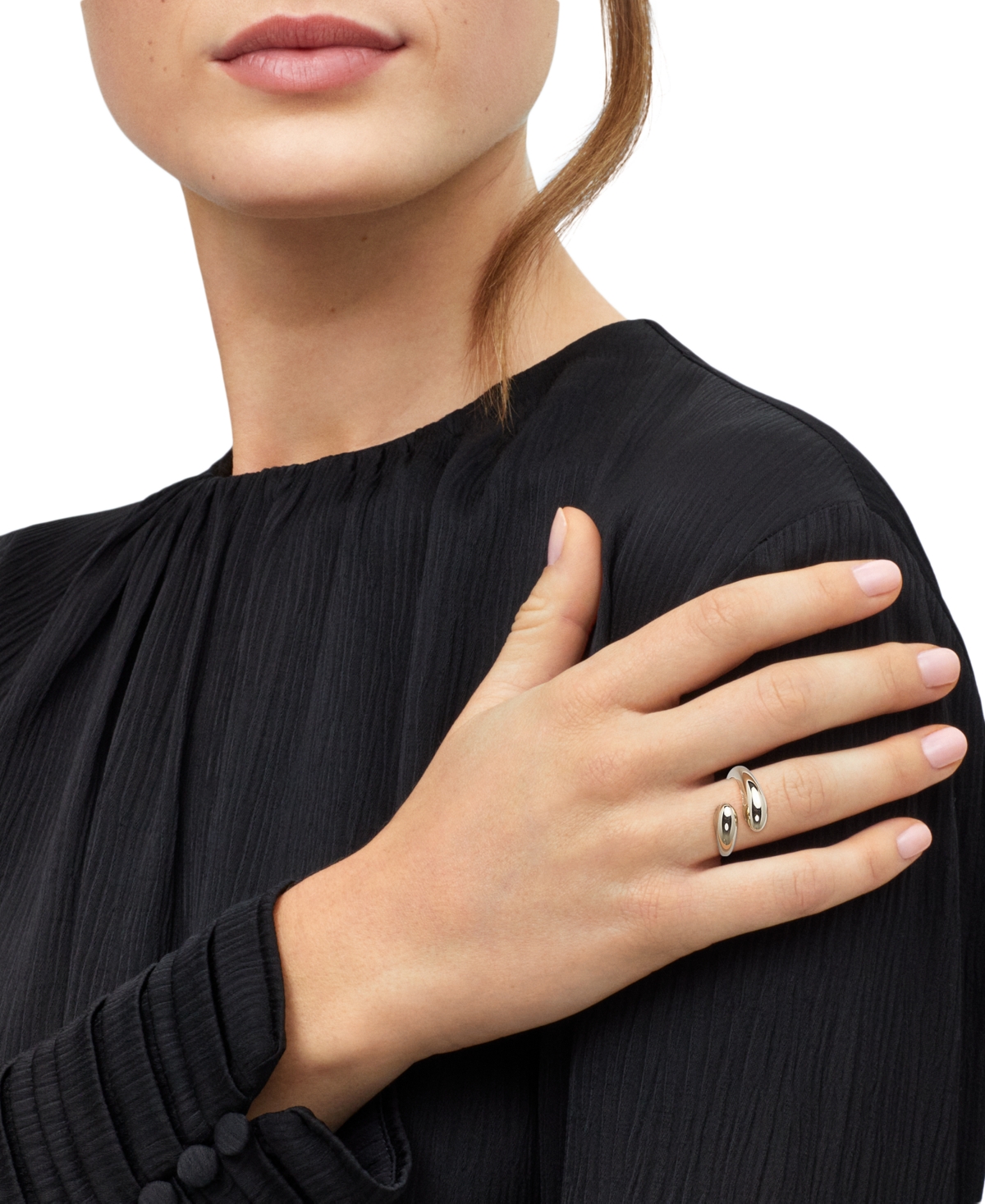 Macy's Polished Flared End Bypass Fashion Ring In 10k Gold In Gold