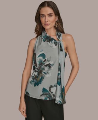 Donna Karan New York - Women's Sleeveless Printed Scarf Top