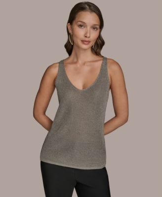 Donna Karan New York - Women's Metallic V-Neck Sweater Shell