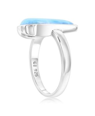 Sterling Silver, Irregular-Shaped Larimar Ring