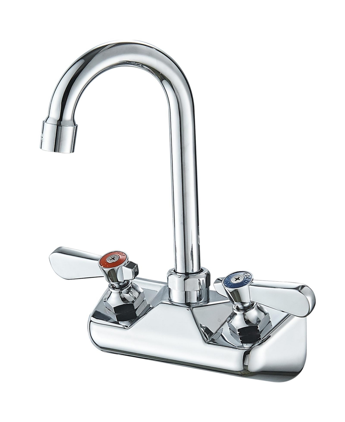Double Handle Wall Mount Kitchen Faucet Standard Kitchen Faucet With Swivel Spout 4" Center in Polished Chrome - Polished chrome