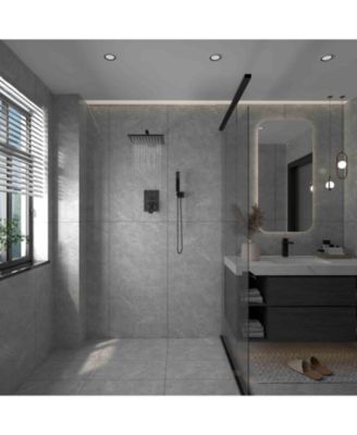 Luxurious Single Handle 2-Spray 10 in. Wall Mount Square Shower Head with Hand Shower Faucet