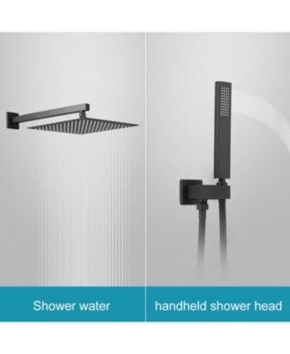 Luxurious Single Handle 2-Spray 12 in. Wall Mount Square Shower Head with Hand Shower Faucet in Brushed Gold