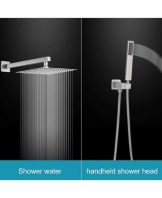 Luxurious Single Handle 2-Spray 12 in. Wall Mount Square Shower Head with Hand Shower Faucet in Brushed Gold