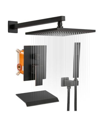 3-Spray Patterns With 2.5 GPM 12 in. Showerhead Wall Mounted Dual Shower Heads With Valve in Brushed Nickel