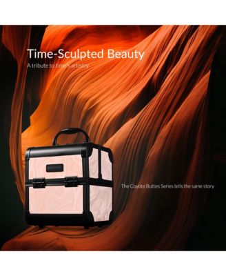 Rolling Nail Table w/ Makeup Case Cosmetic Organizer Aluminum Pink