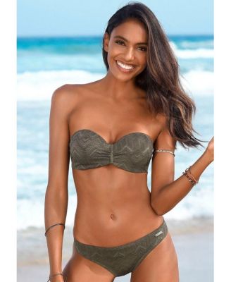 Women's Textured Bandeau Bikini Swimsuit Top Bra Sizing