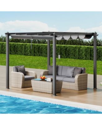 Outdoor Retractable Pergola with Sun Shade Canopy Aluminum