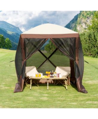 Outdoor 4-Sided Pop Up Gazebo Tent with Mosquito Net For Garden
