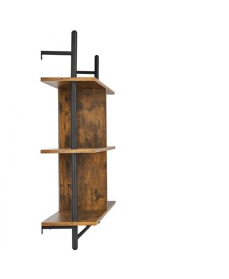 Industrial Pipe Shelf 3 Tier Wall-Mount for Kitchen Bedroom