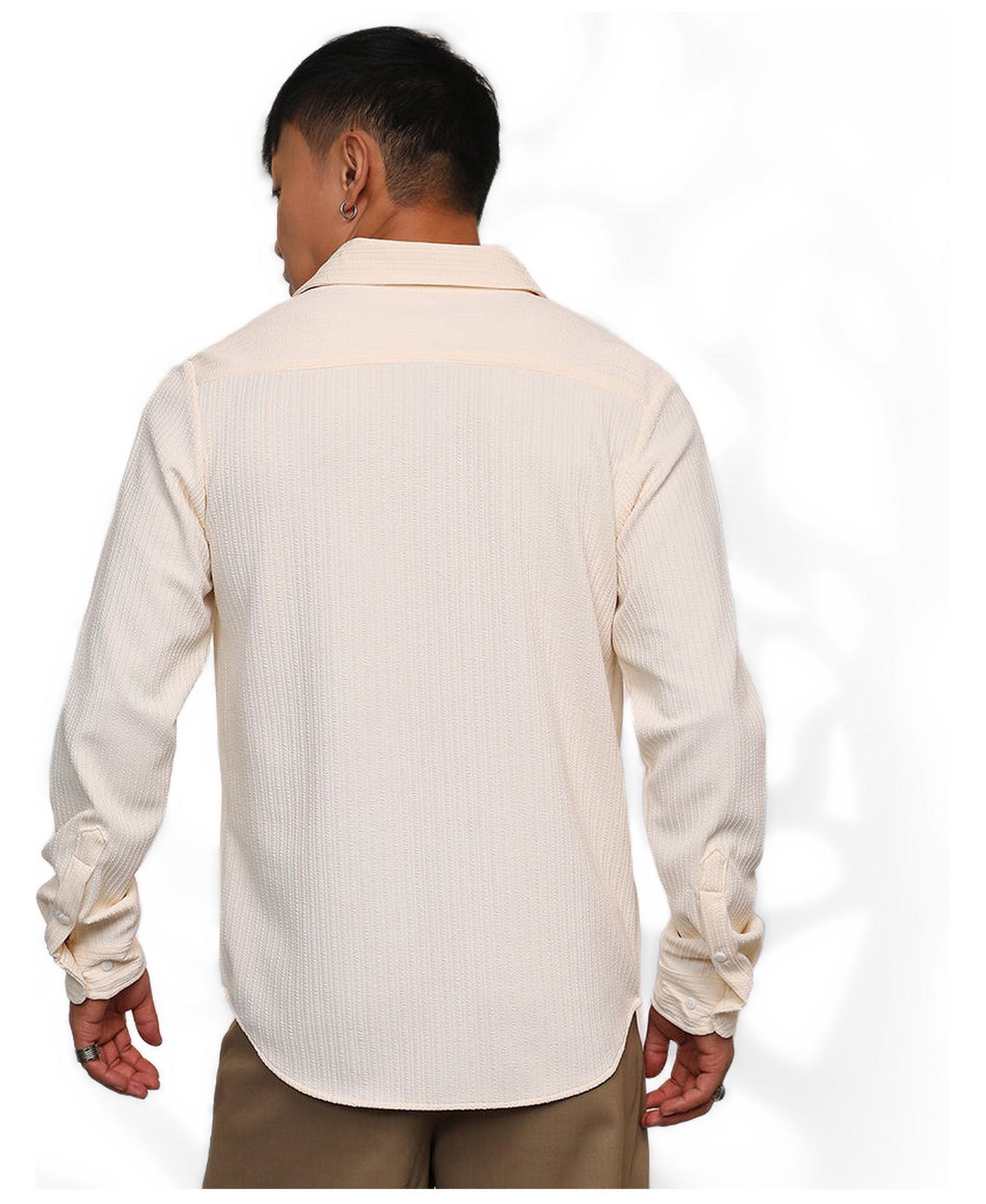 Мужская рубашка Cahoot Campus Sutra Pale Yellow Stripe-Creased, цвет: Белый — фото 2