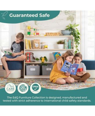 EdQ 3-Shelf Open Storage 36" - Natural: Children's Wooden Home and Classroom Toy and Book Organizer with Shelves and Bins