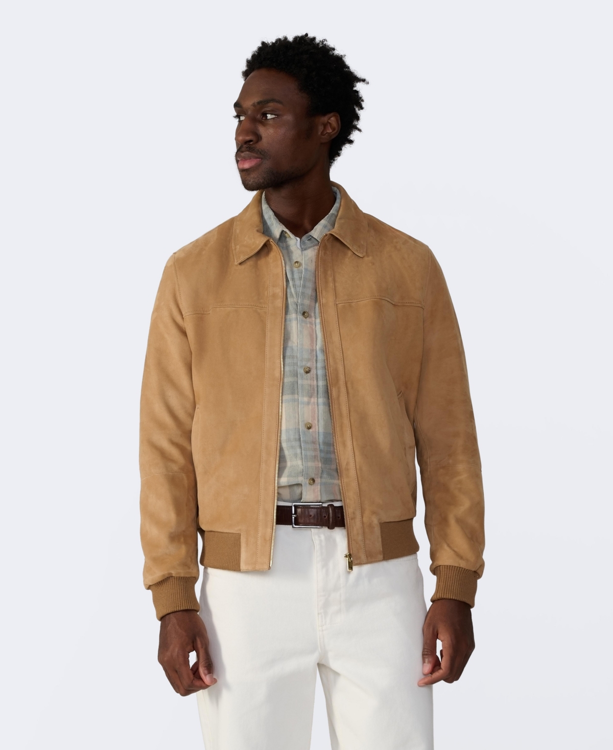 Men's Men s Suede Bomber Jacket, Created for Macy s - Pastel brown