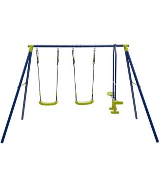 440 lbs Swing Set 2-in-1 Kids Swing Stand w/ Two Swings & One Glider for Backyard