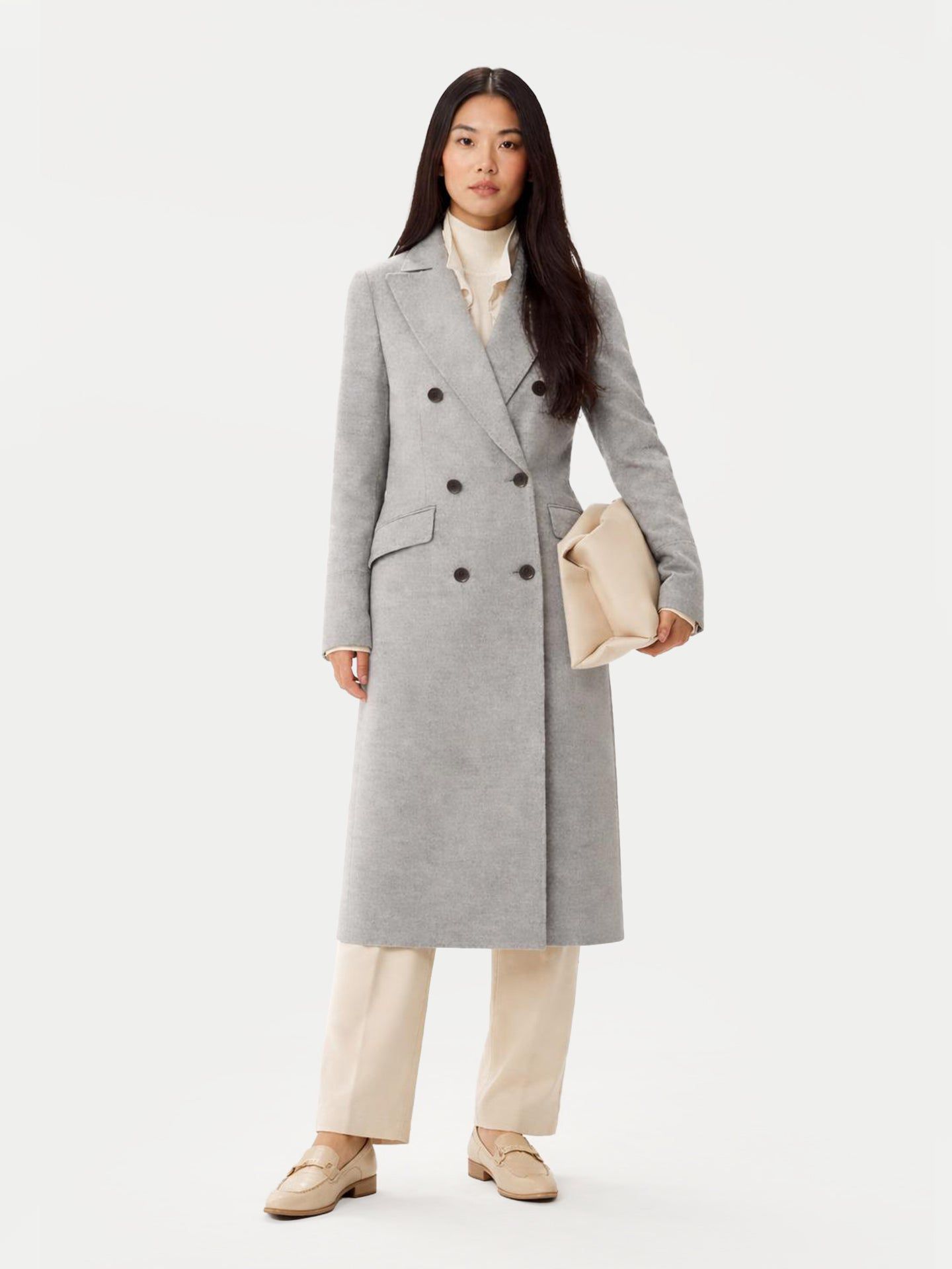 Женское пальто Gobi Cashmere Cashmere Peak Lapel Long, цвет: Серый угольный — фото 4