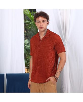 Men's Terracotta Brown Puffy-Textured Shirt