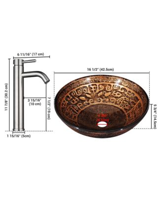 Tempered Glass Antique Totem Vessel Sink with Single Handle Faucet