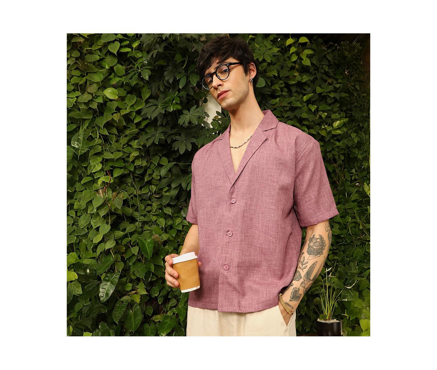 Мужская рубашка Cahoot Campus Sutra Brick Red Heathered Korean Oversized, цвет: Красный — фото 5