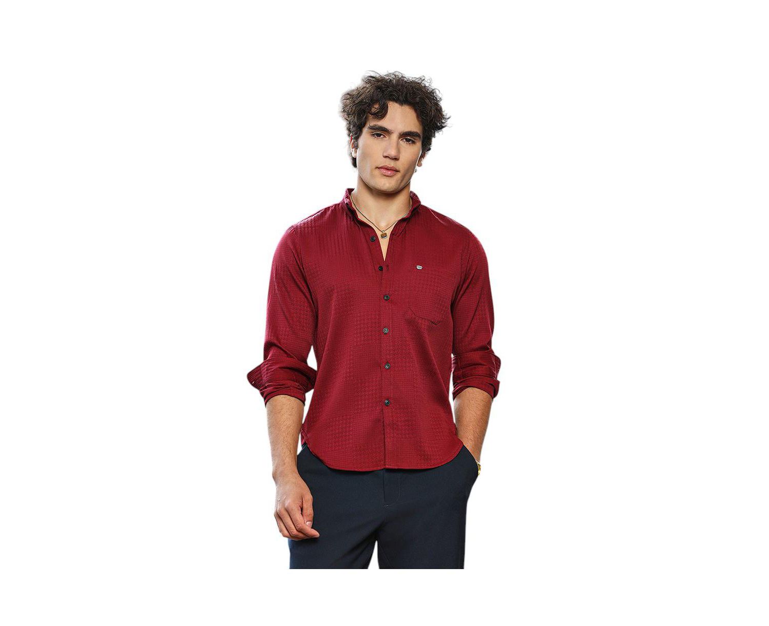 Men's Ruby Red Houndstooth-Tactile Shirt