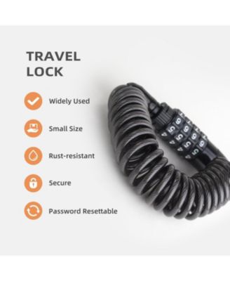Small Combo Bike Lock Cable, Retractable Combination Cable Lock with Code, for Travel Safe Luggage, Suitcase, Scooter Ebike Bicycle Motorcycle Helmet Anti Theft, Outdoor Ski Snowboard