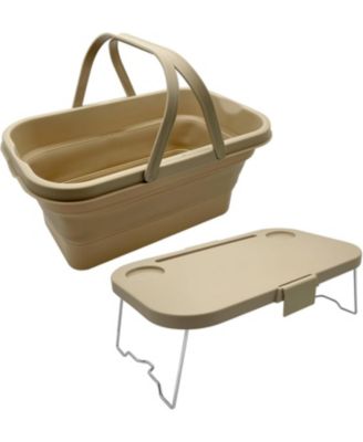 Collapsable Picnic Basket With Tray Stand