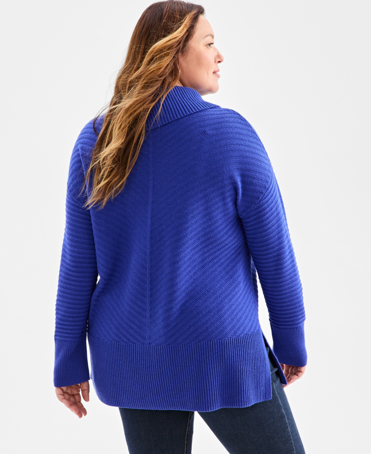 Style & Co Plus Size Envelope Neckline Tunic Sweater, Macy's Exclusive In Blue