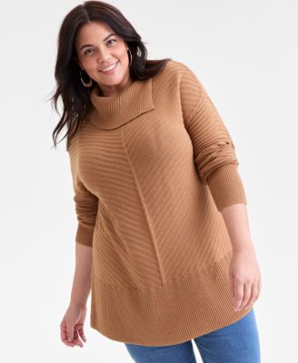 Plus Size Envelope Neckline Tunic Sweater, Macy's Exclusive