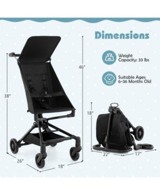 Toddler Lightweight Stroller Compact & Airplane-Friendly Travel Stroller w/ Canopy