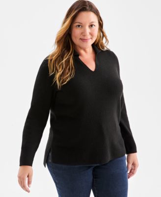 Style & Co - Plus Size Johnny Collar Luxe Sweater