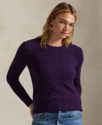 Women's Cable Wool-Cashmere Crew Neck Sweater